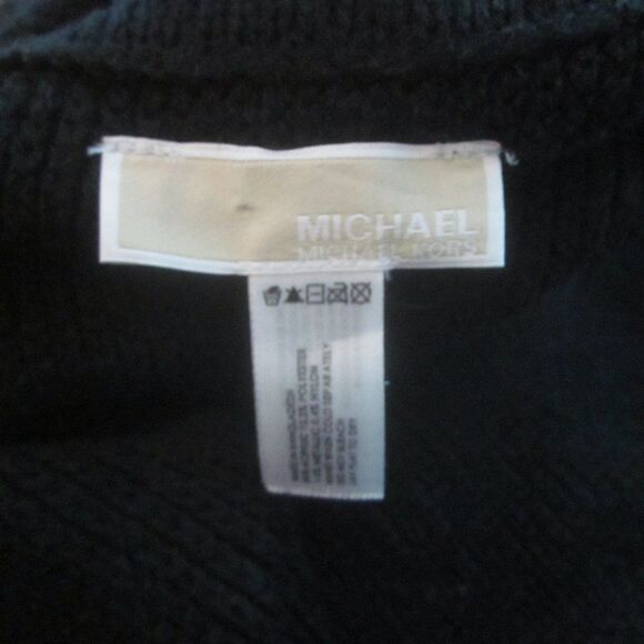 Michael Kors Black Knit Pullover Textured Metallic Stripe Poncho -One Size - Picture 3 of 12